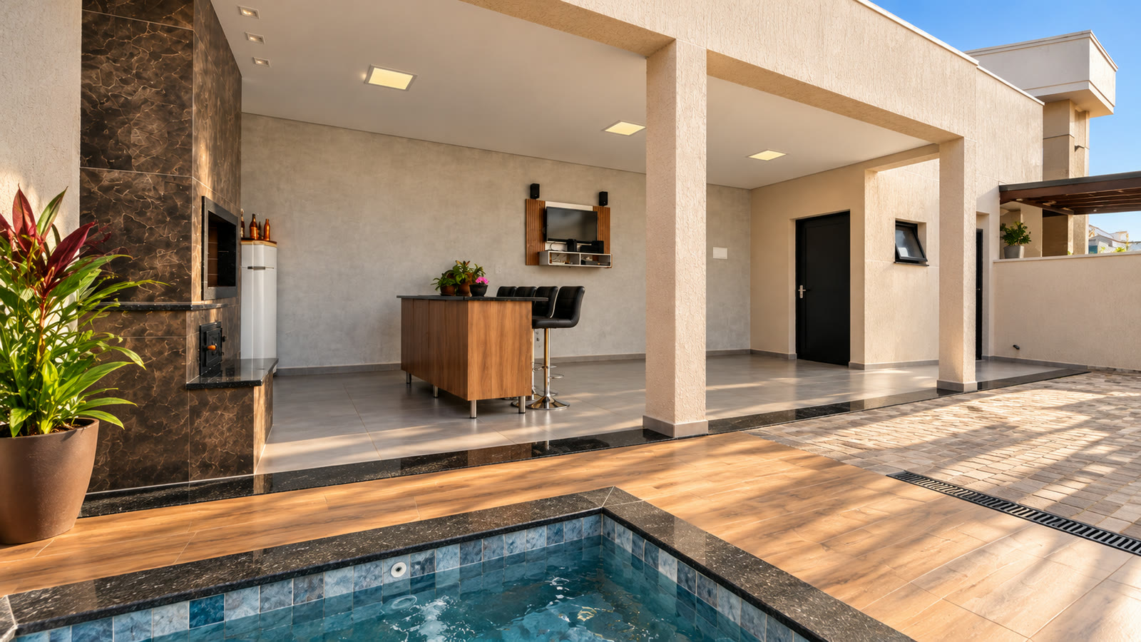 Casa Oikos — pátio com piscina
