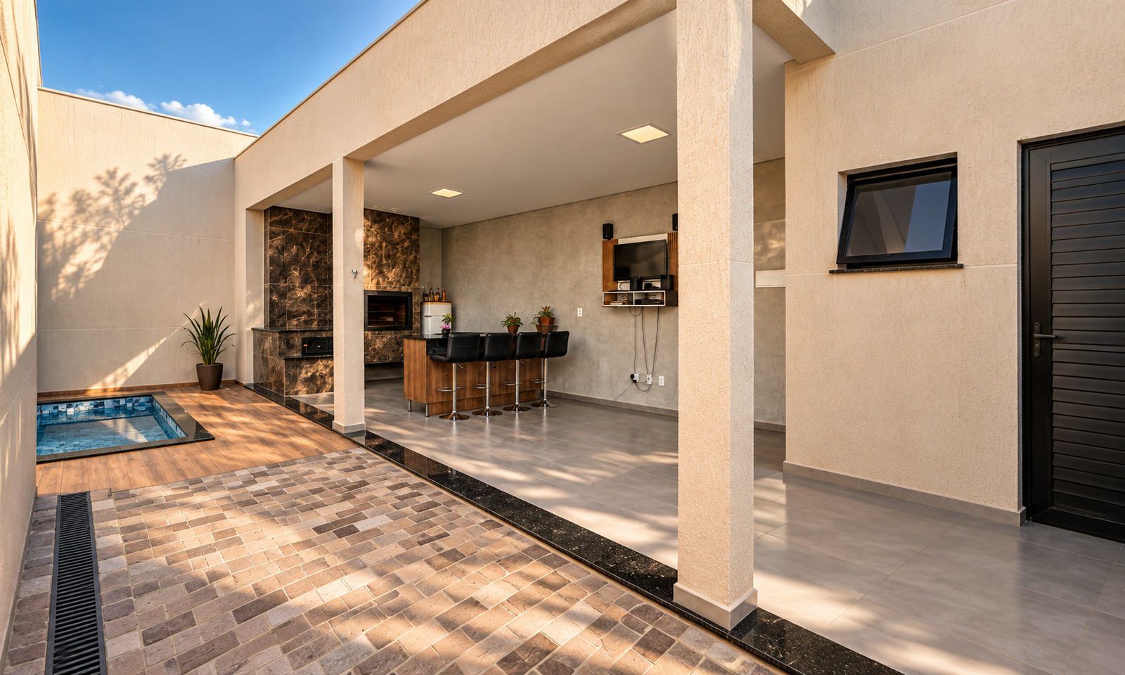 Casa Oikos — área gourmet e piscina